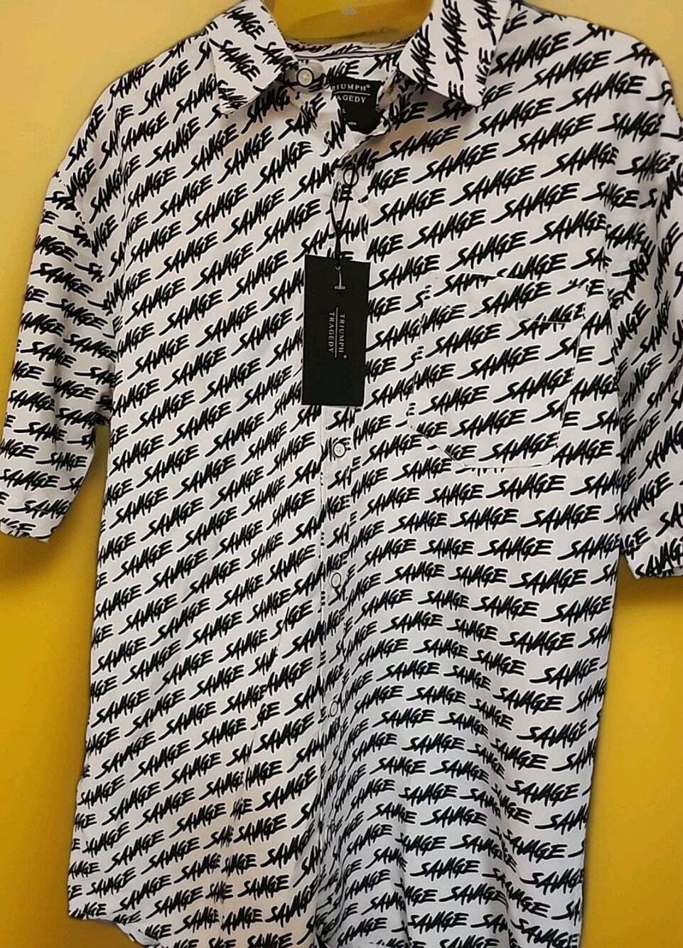 Triumph Over Tragedy Savage NWT Large Button Up Short Sleeve Excellent B7 New